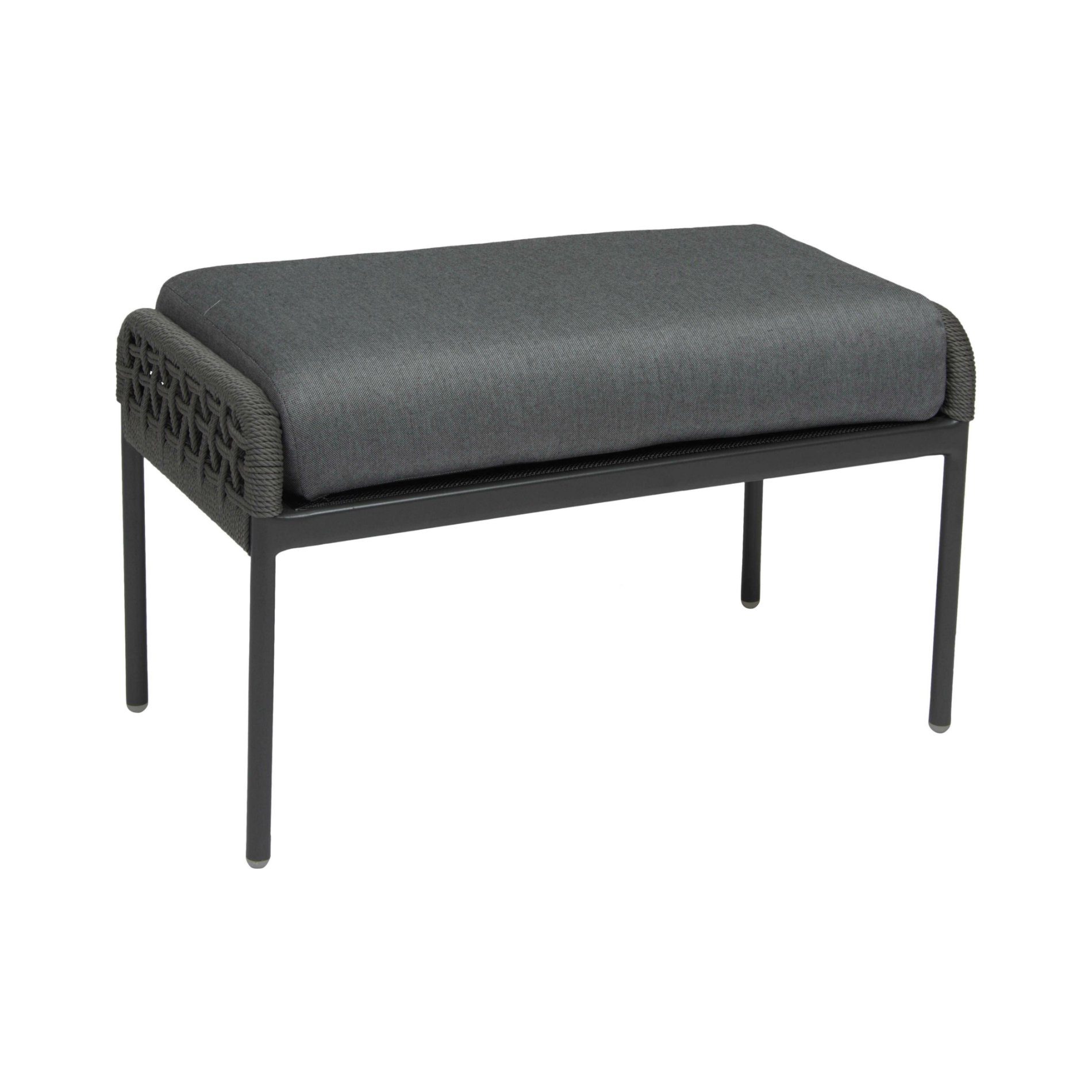 Hocker "Greta" von Stern , Gestell Aluminium anthrazit, Synthetikfaser platin inkl. Kissen seidengrau