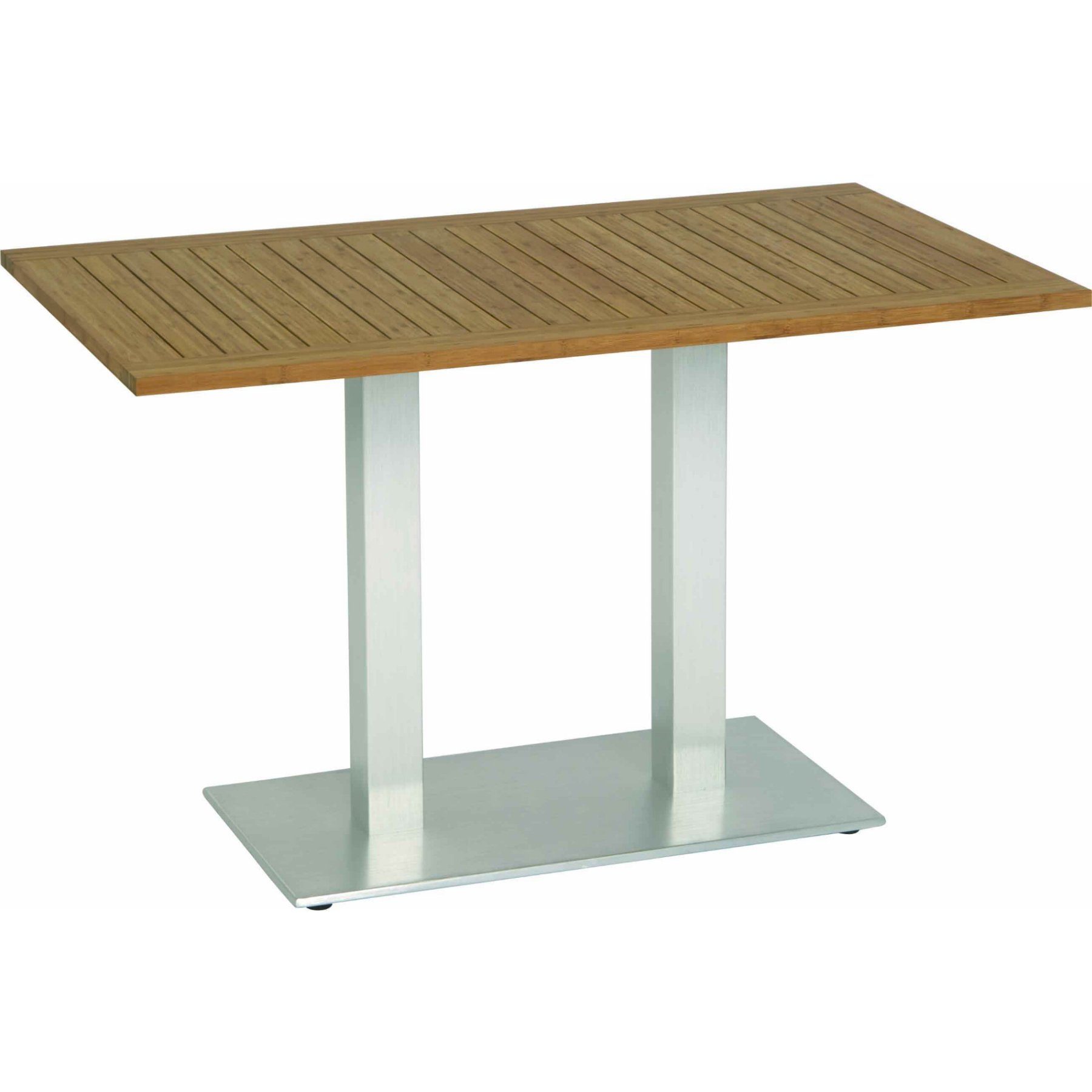 Stern "Mailand" Bistrotisch, Gestell Aluminium in Edelstahloptik, Tischplatte Teak