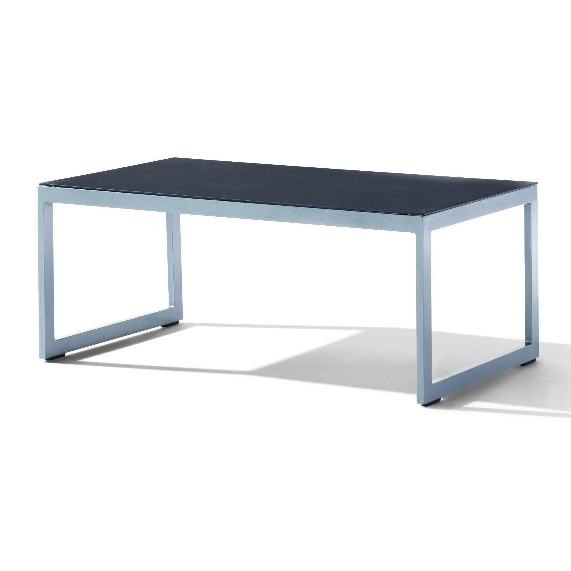 Sieger Loungetisch, Gestell Aluminium graphit, Tischplatte Glas eisengrau lackiert