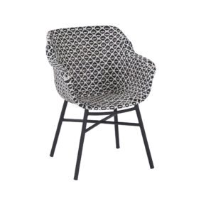 Hartman "Delphine" Gartenstuhl, Aluminium schwarz, Geflecht schwarz-weiß