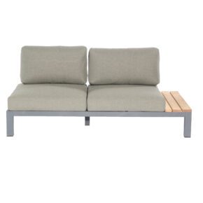 SonnenPartner 2-Sitzer Eckmodul rechts "Equila", Gestell Aluminium anthrazit, Ablage Teakholz, Textilgewebe taupe