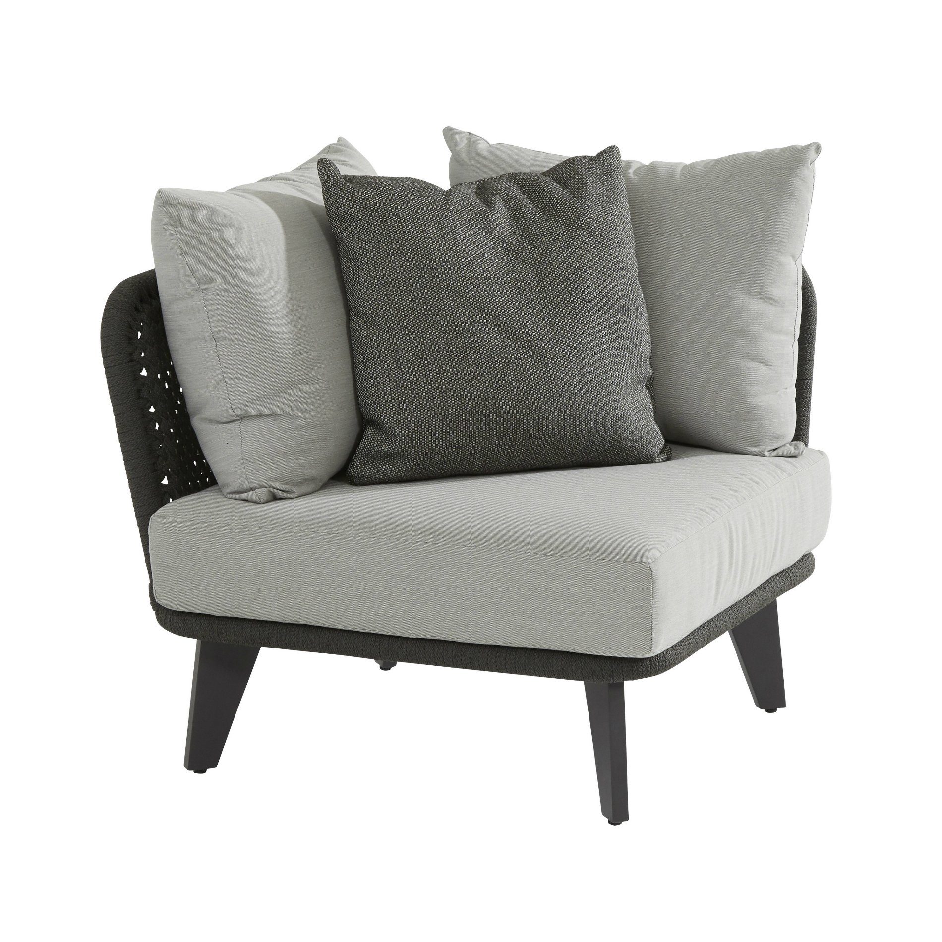4Seasons Outdoor Eckteil "Belize" inkl. 3 Kissen & 2 Dekokissen, Gestell Aluminium anthrazit, Rope schwarz
