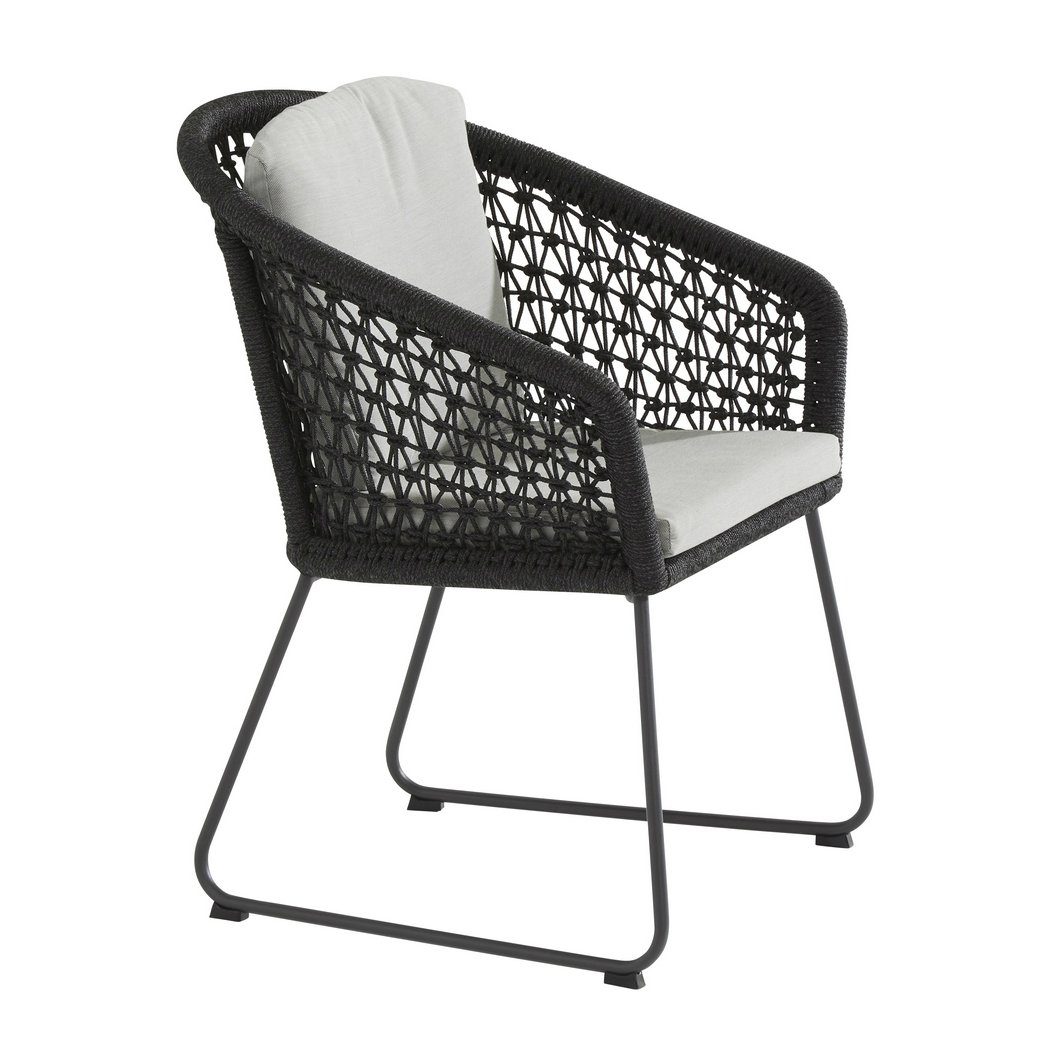 4Seasons Outdoor Sessel "Mila" inkl. 2 Kissen, Gestell Edelstahl anthrazit, Rope schwarz