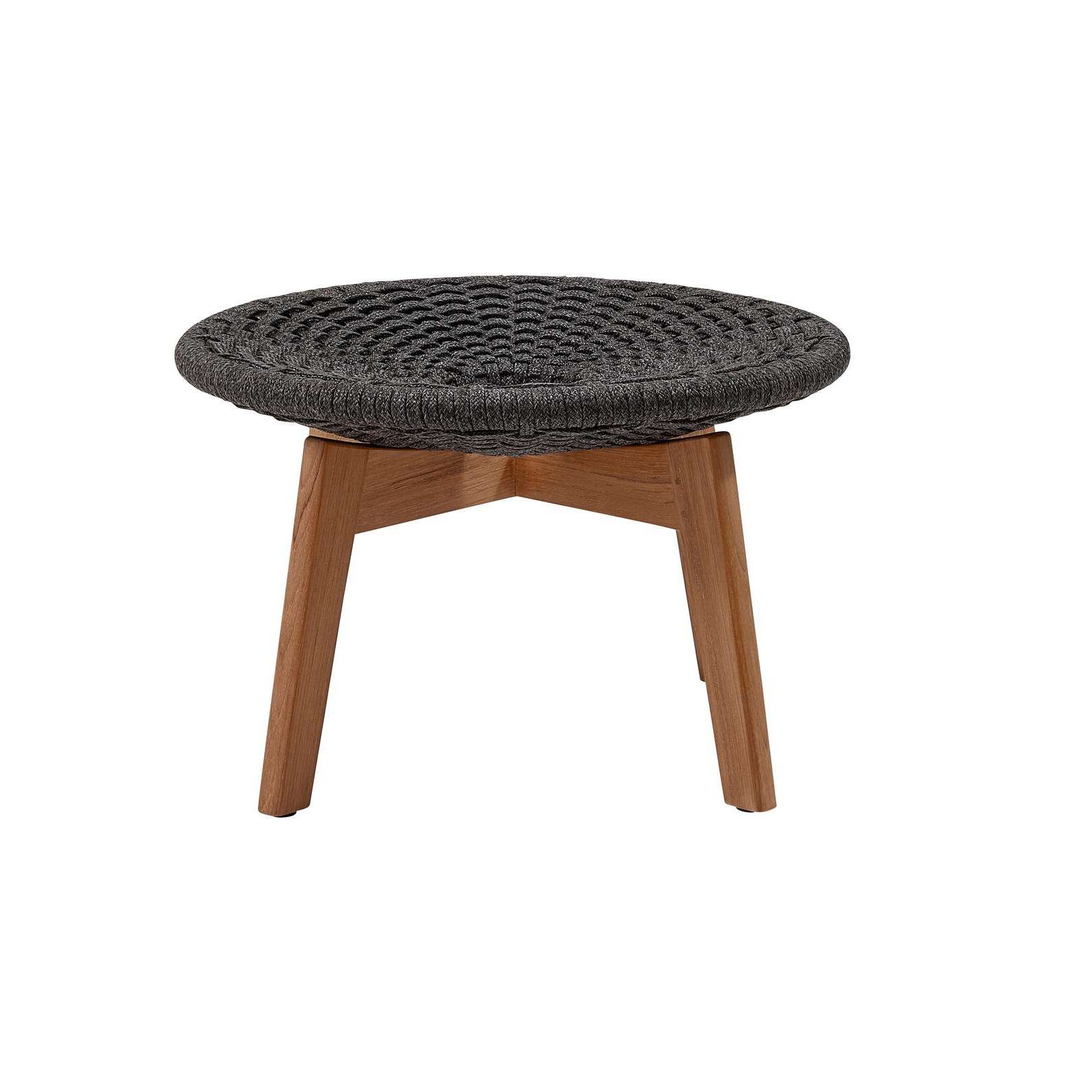 Cane-line Hocker "Peacock", Gestell Teakholz, Soft Rope dunkelgrau