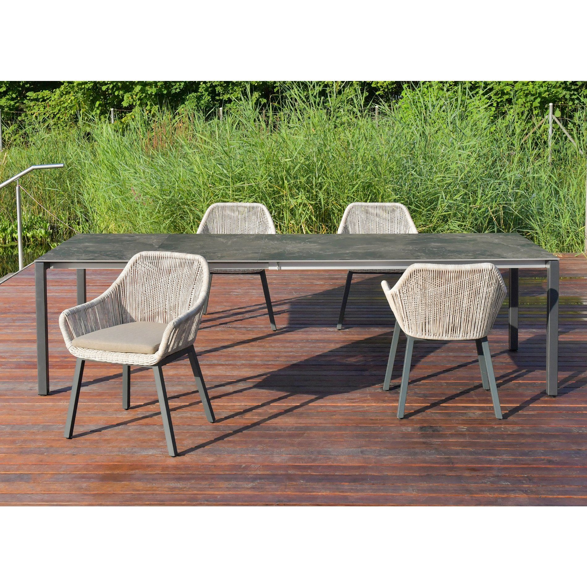 SIT Mobilia Ausziehtisch "Manhattan", Gestell Aluminium anthrazit, Stuhl "Tacos"