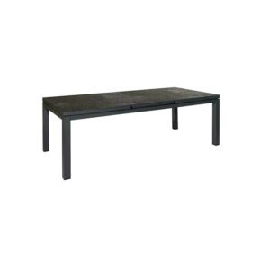 Jati&Kebon Ausziehtisch "Gabon", Gestell Aluminium eisengrau, Tischplatte HPL nero granite