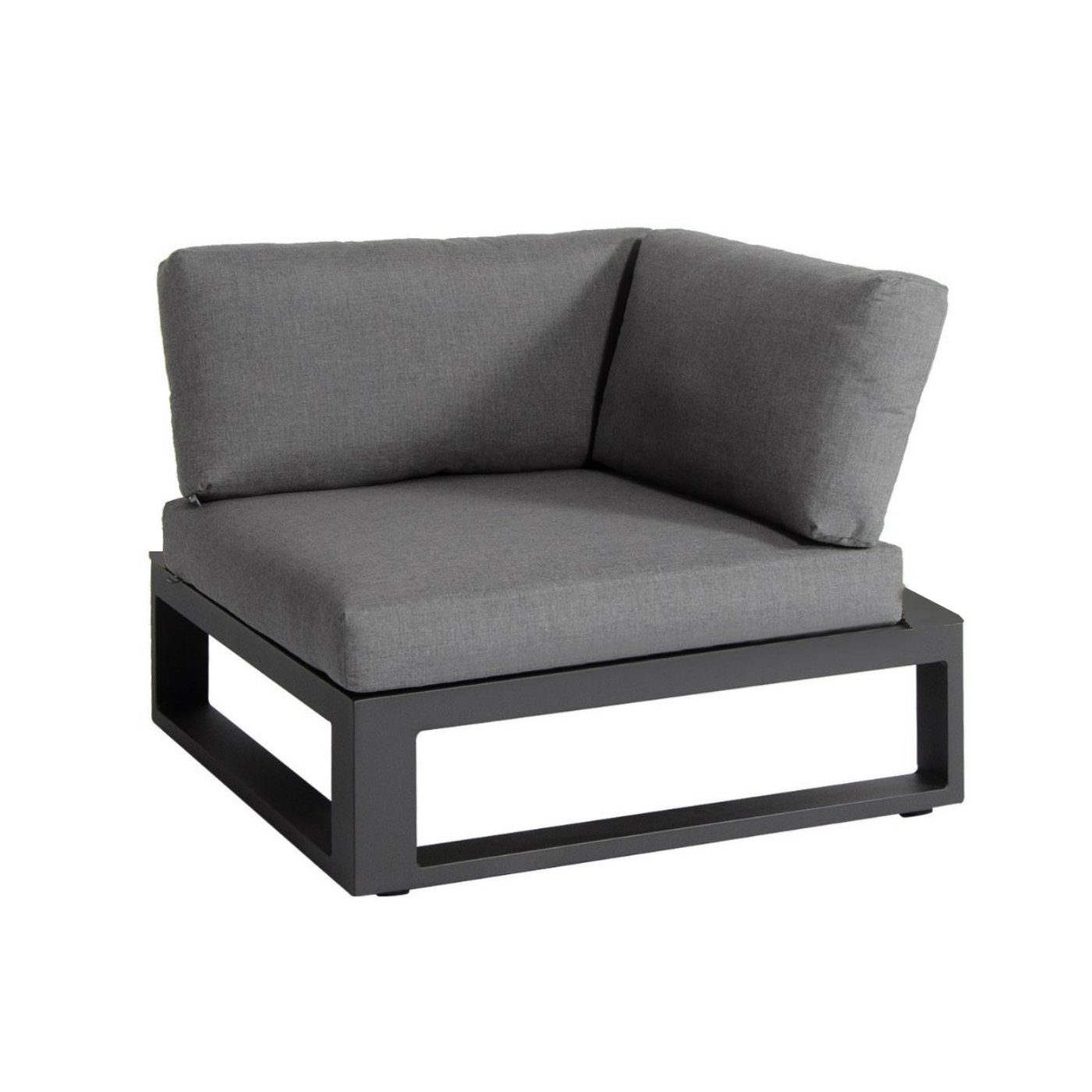 Jati&Kebon Eckteil "Virginia", Gestell Aluminium eisengrau mit HPL, Kissen schiefergrau (slate), Sunbrella® Qualität