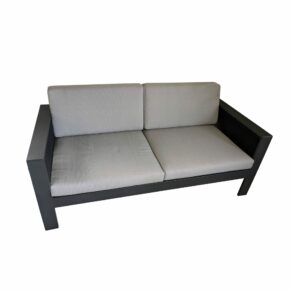 Jati&Kebon Loungesofa "Miray", Gestell Aluminum eisengrau (charcoal), Rope schwarz, Polster hellgrau