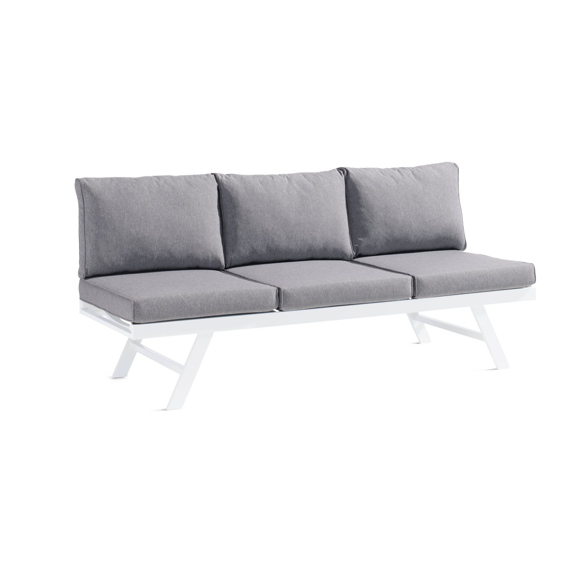Sieger Lounge/Liege "Auckland", Gestell Aluminium weiß, Kissenfarbe hellgrau