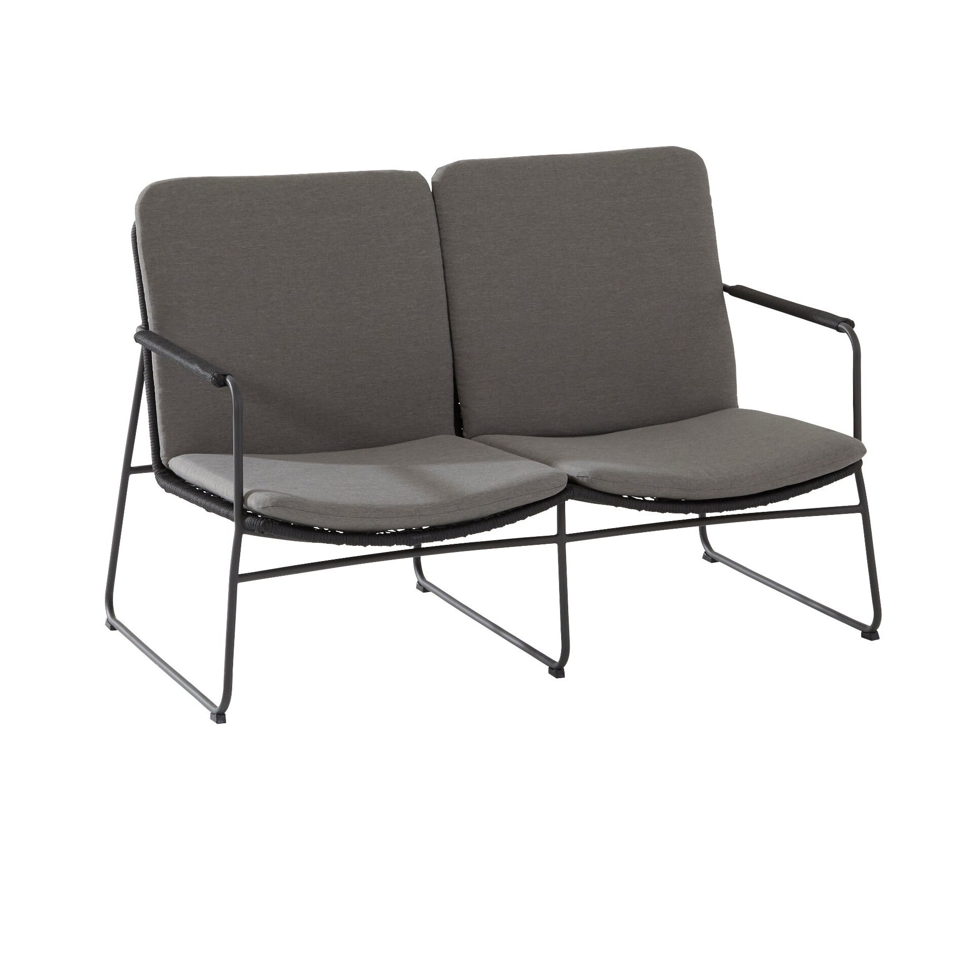 4Seasons Outdoor Loungesofa "Elba", Edelstahl anthrazit, Rope anthrazit, inkl. Kissenset grau