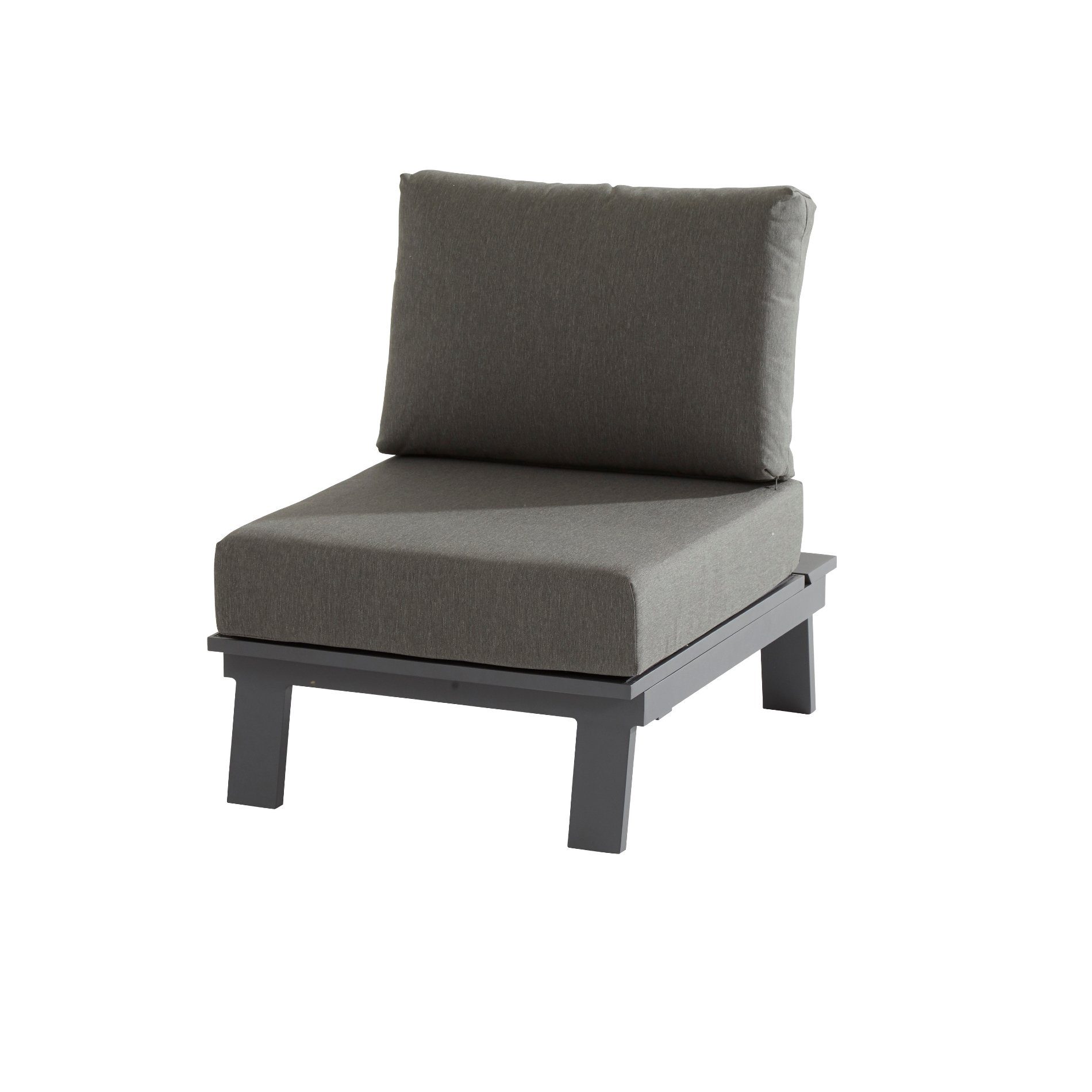 4Seasons Outdoor Loungemittelteil "Sofia", Alu matt carbon, inkl. Kissen grau
