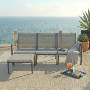 Jati&Kebon "Dransy" Loungeset 4-tlg., Aluminium eisengrau, Textilgewebe silbergrau (Bild KI-generiert)