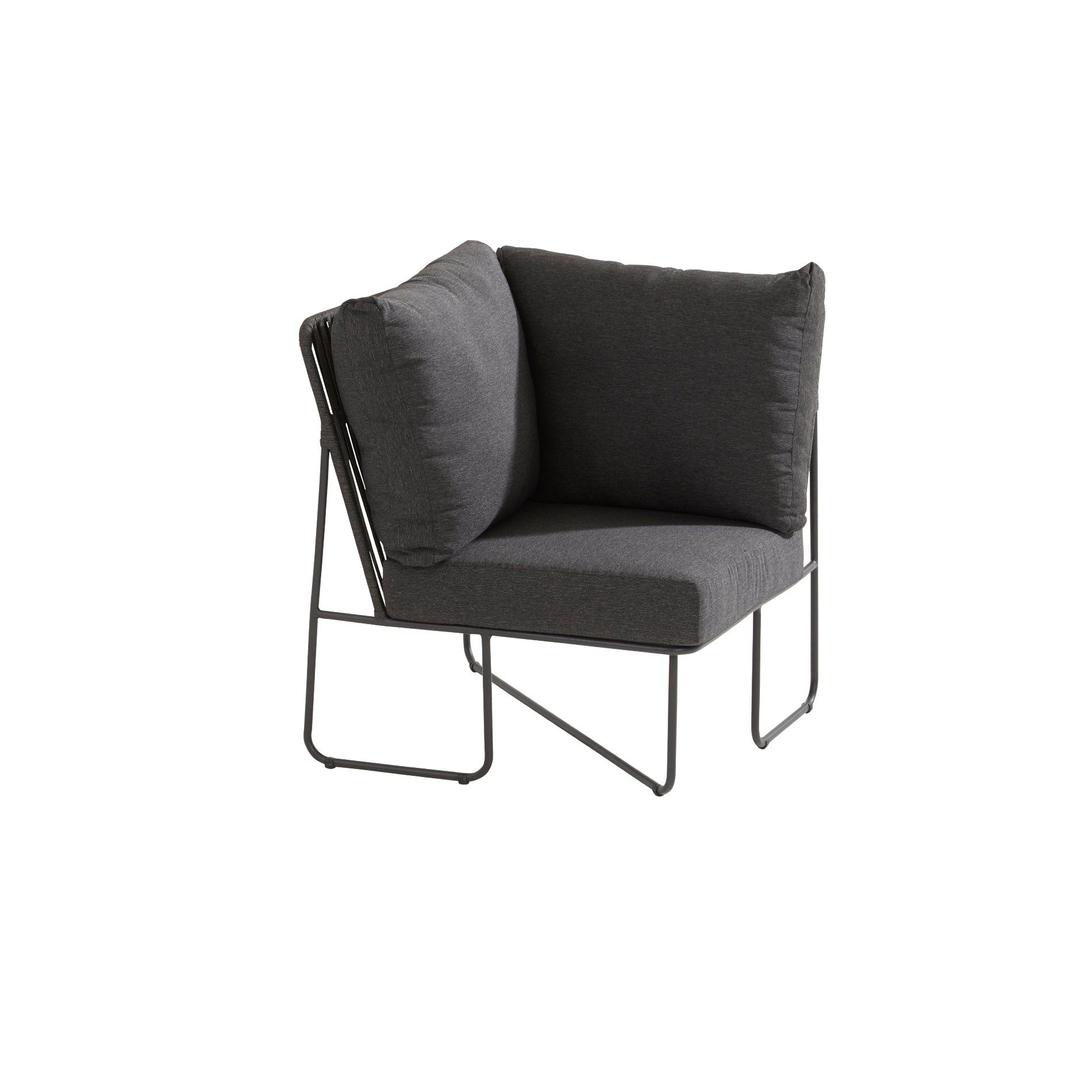 4Seasons Outdoor "Sapore" Lounge-Eckteil, Edelstahl anthrazit, Rope black, Kissen grau