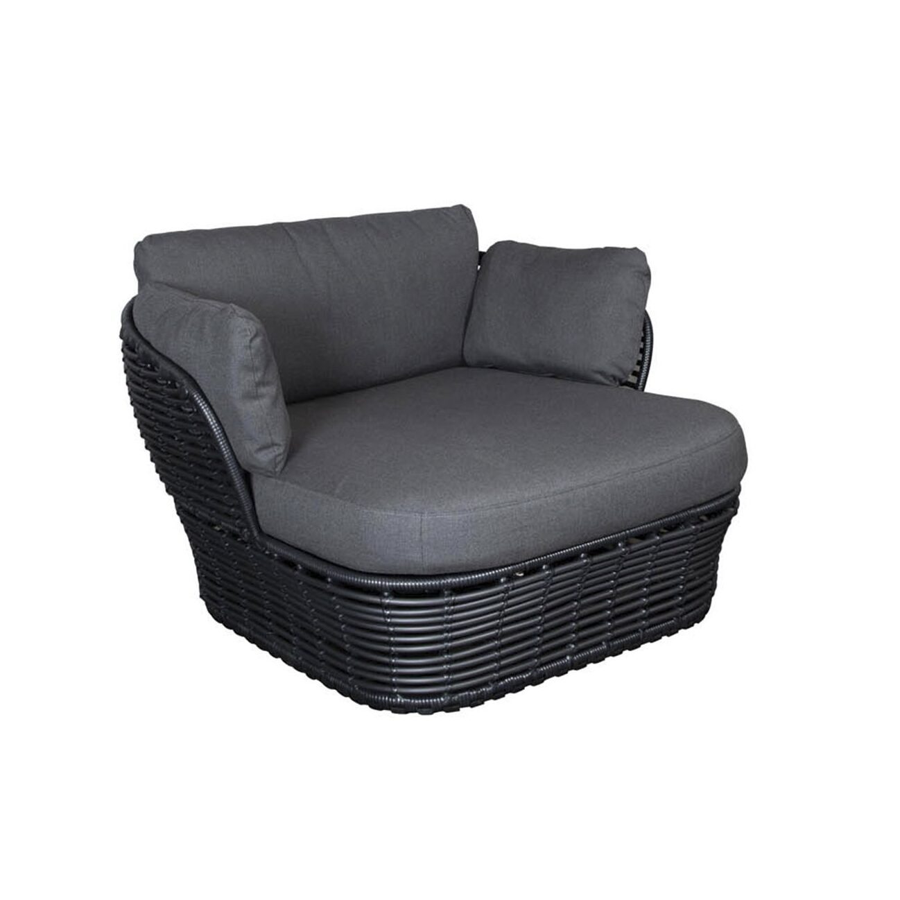 Cane-line "Basket" Loungesessel, Geflecht graphite, AirTouch-Kissen grey