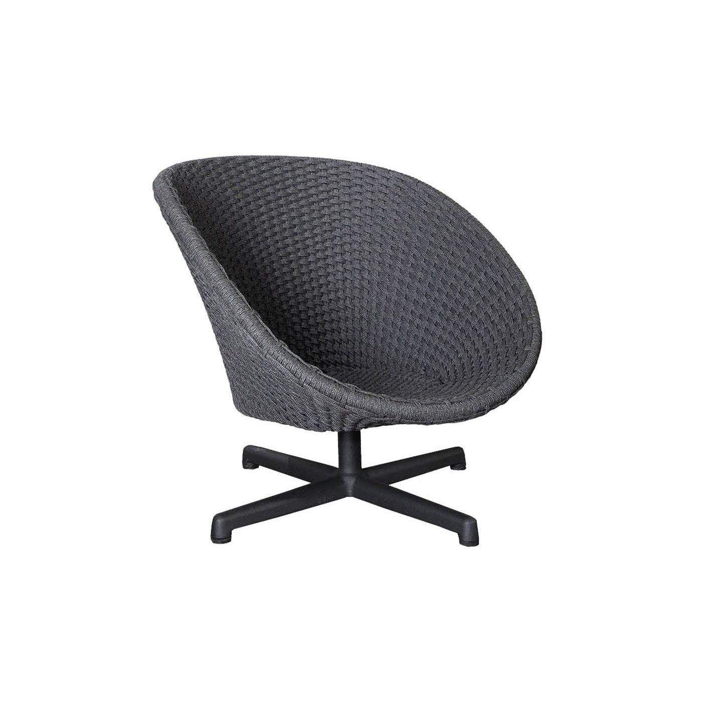 Cane-line "Peacock" Loungesessel, drehbarer Aluminiumfuß, Soft Rope dunkelgrau