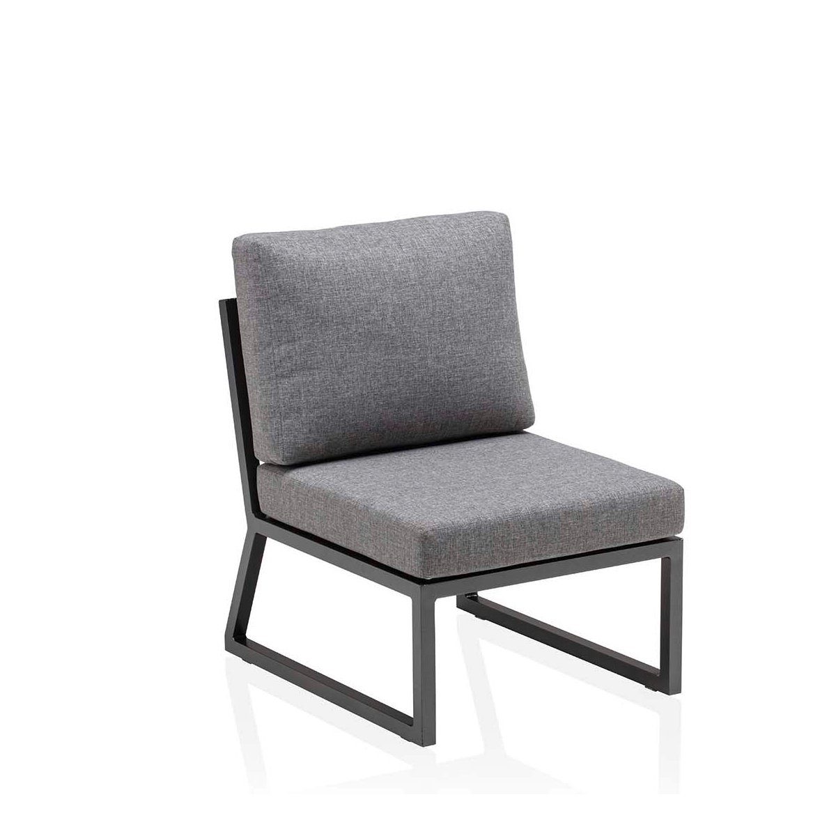 Kettler "Ocean Skid City Line" Lounge-/Dining-Mittelteil, Gestell Aluminium anthrazit, Polster hellgrau meliert