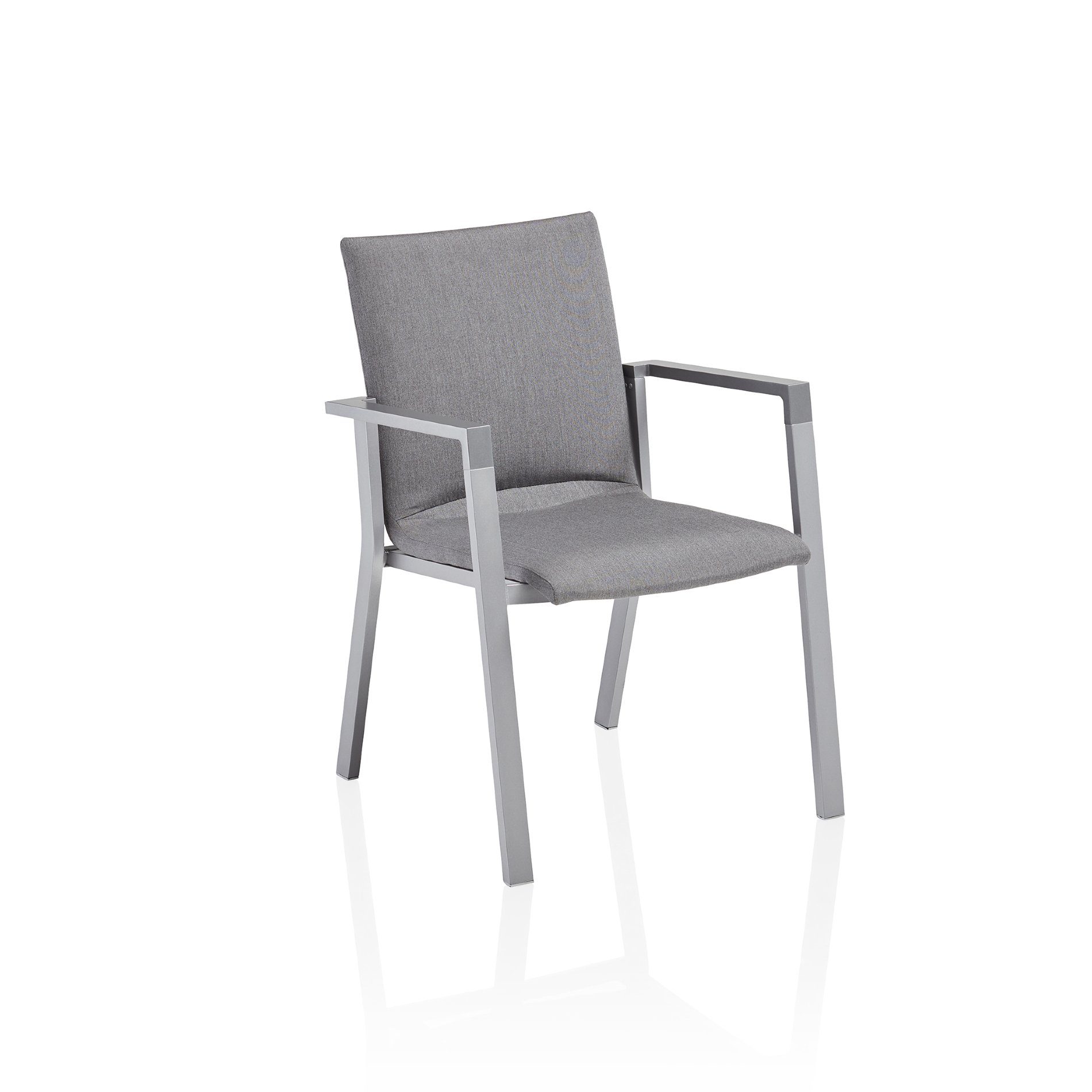 Kettler "Rasmus" Stapelsessel, Gestell Aluminium silber, Armlehne graphit, Polster Sunbrella® flanelle