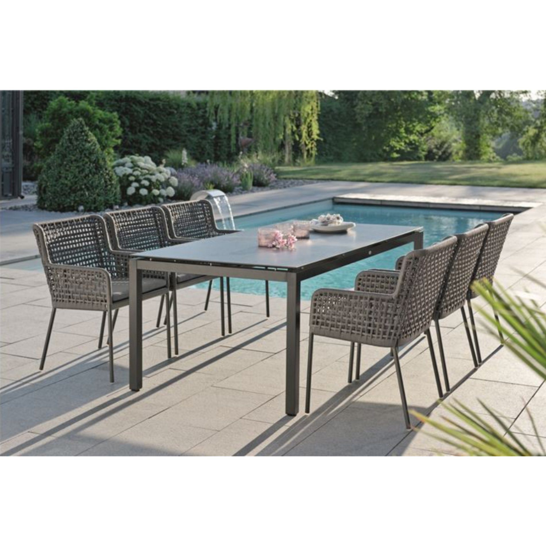 Stern Gartenmöbel-Set mit Sessel "Greta" und Gartentisch Aluminium/HPL