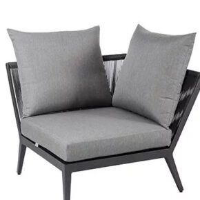 Jati&Kebon Eckteil "Medford", Gestell Aluminium eisengrau, Bespannung Sunloom dunkelgrau mit Kissensatz Natté Charcoal Chiné