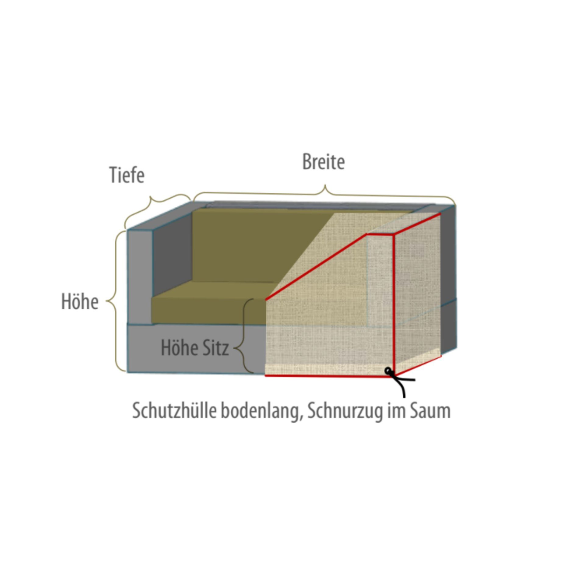 Gartenkultur Wunschmaß-Schutzhülle für Loungesofa 3-sitzig mit hohen Armlehnen