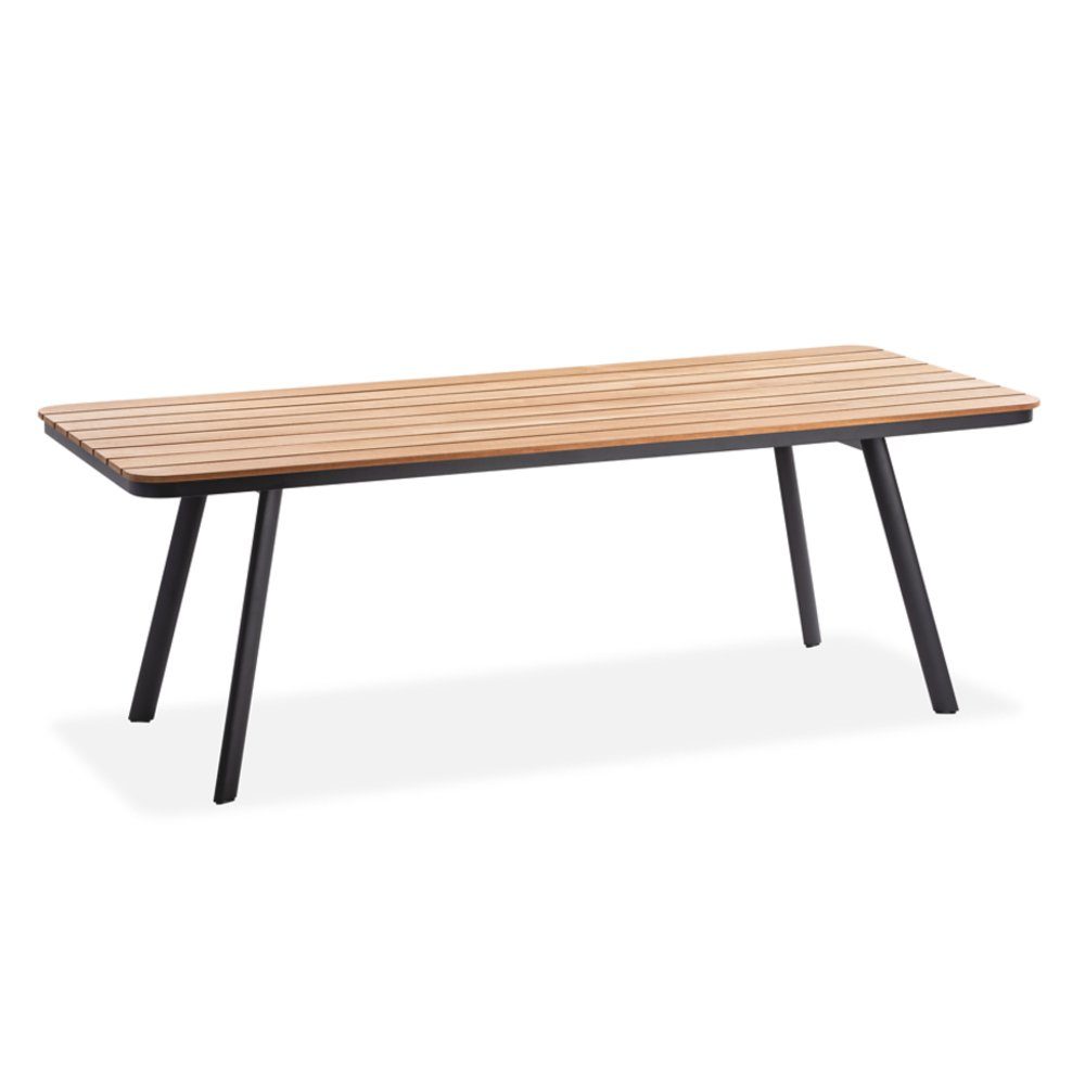 Niehoff "Kubu" Gartentisch 220x95 cm, Gestell Aluminium anthrazit, abgerundete Tischplatte mit Teak-Leisten