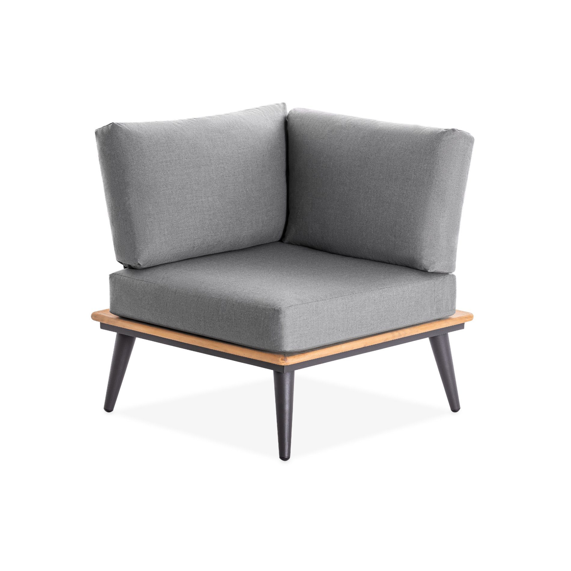 Niehoff "Serra" Eckmodul, Gestell Aluminium anthrazit mit Teakholzrahmen, Polster Outdoor-Gewebe Canvas Heather anthrazit