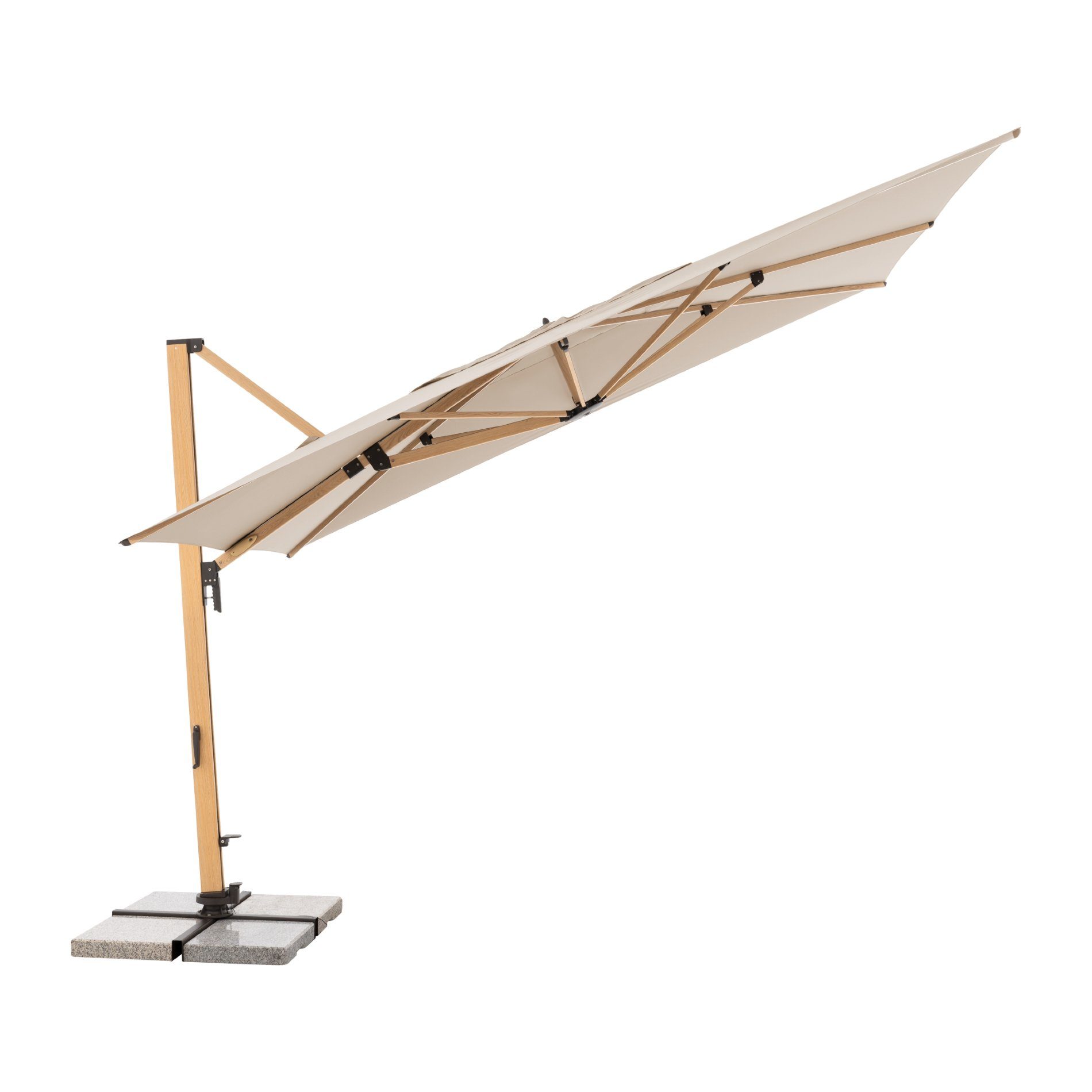 Doppler "Alu Wood Pendel XL LED Ultra" Ampelschirm 400x300 cm, Farbe 820 Natur