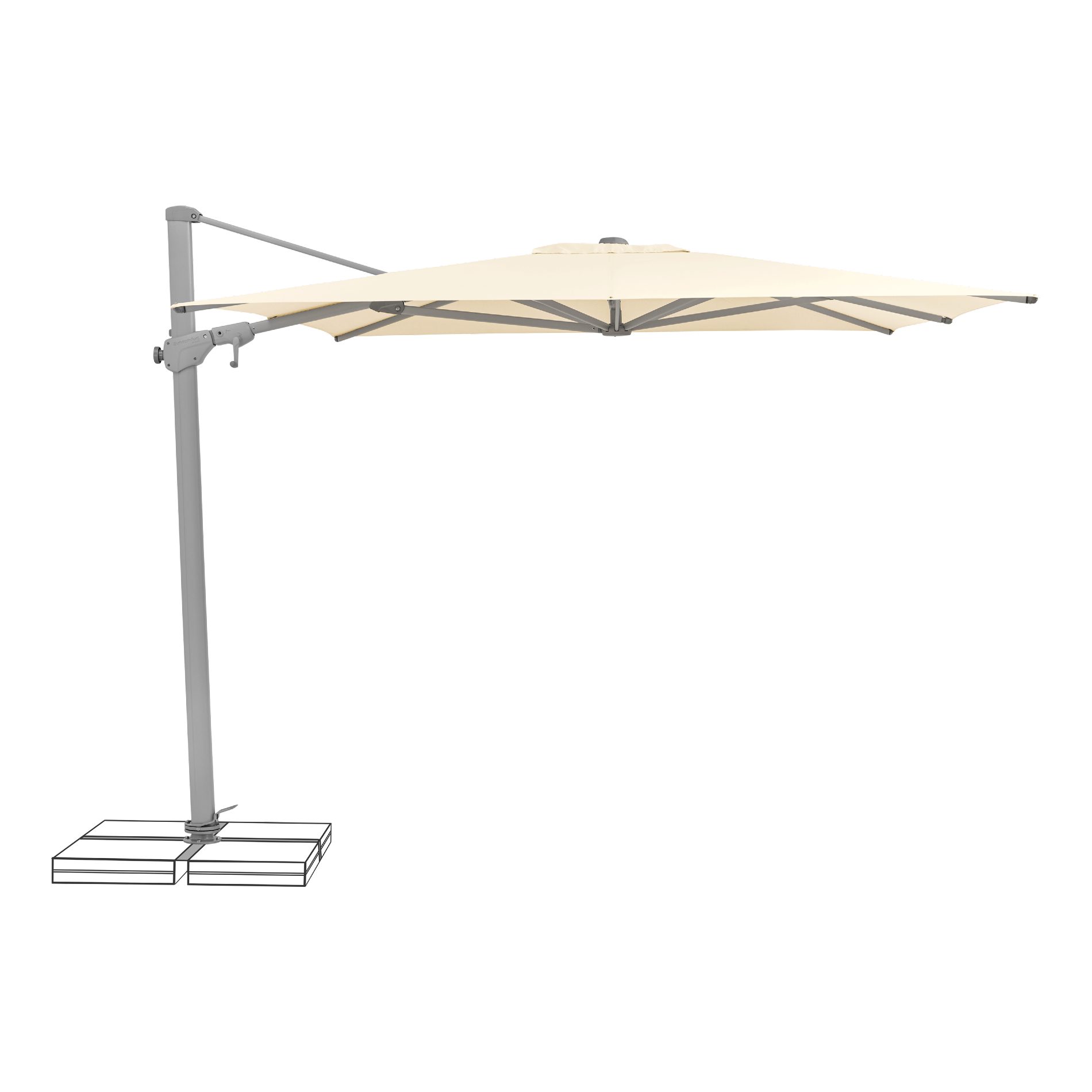 SUNCOMFORT® by GLATZ, Sonnenschirm "Varioflex", Gestellfarbe Texture silver, 330 x 270 cm, Dessin 040 - Ecru