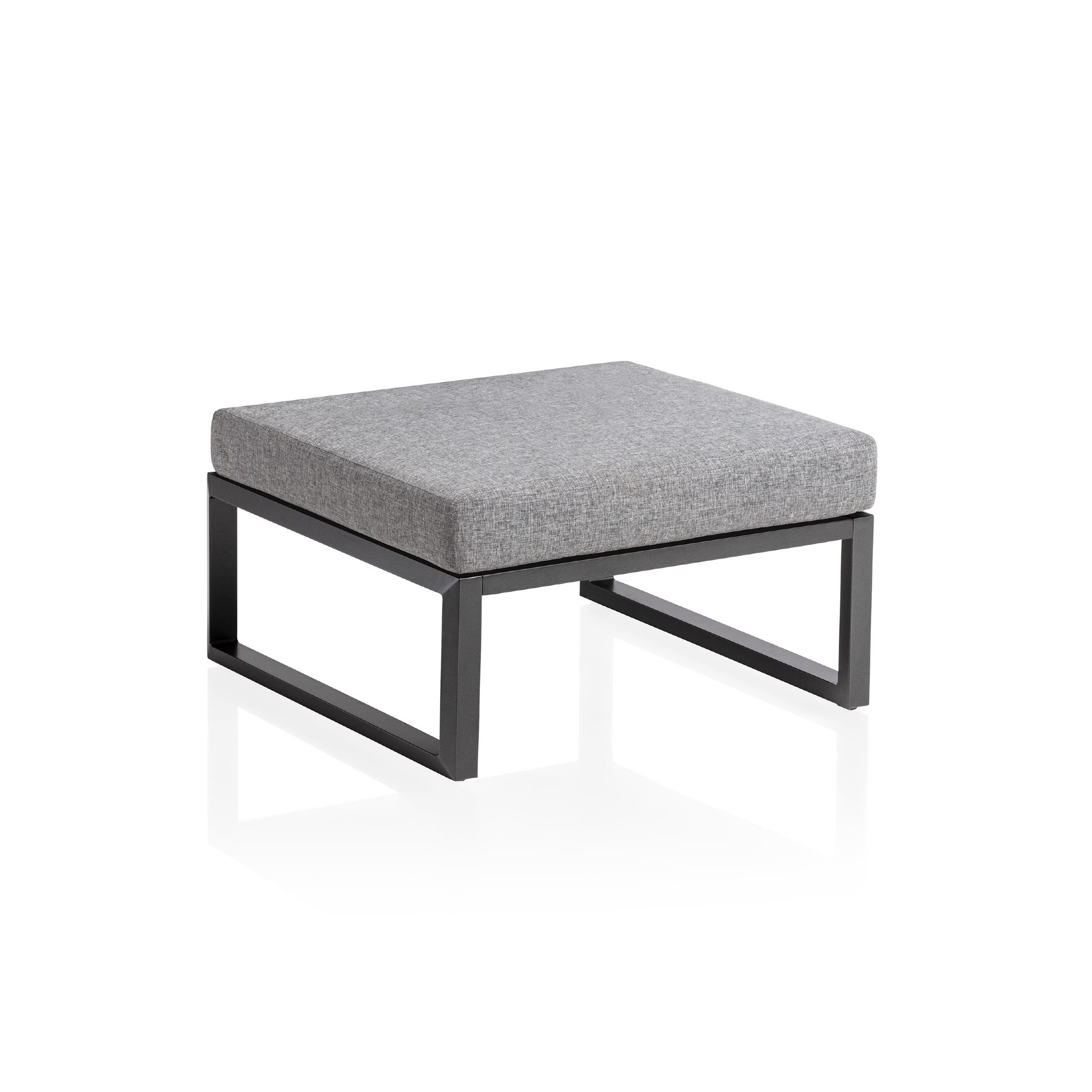 Kettler "Ocean Skid Modular" Hocker/Loungetisch, Aluminium anthrazit, Polster Olefin hellgrau meliert, 75x75 cm
