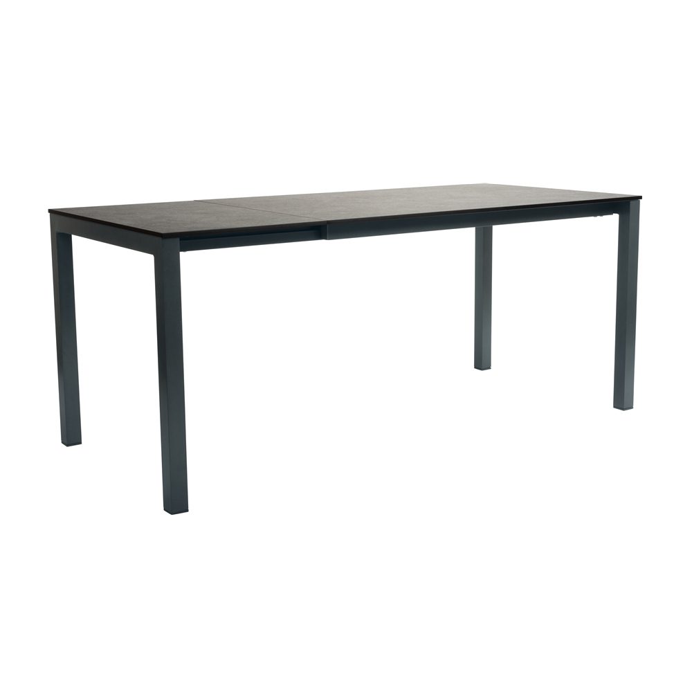 Stern Ausziehtisch, Gestell Aluminium anthrazit, Tischplatte HPL Dark Marble, 130/180x80cm