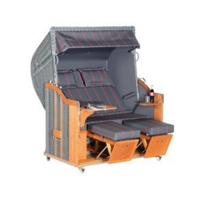 Sonnenpartner Strandkorb "Classic" XL-2-Sitzer, PE-Kunststoffgeflecht onix, Markisenstoff Dessin 190 und uni anthrazit