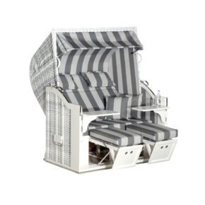 Sonnenpartner Strandkorb "Classic" XL-2-Sitzer, PE-Kunststoffgeflecht white-washed, Stoff-Dessin 121