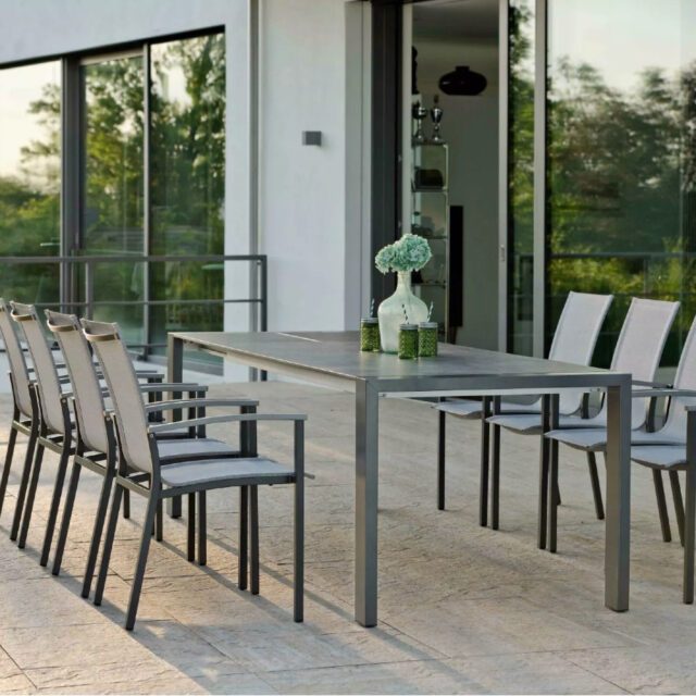 Stern Gartenmoebelset mit Stuhl Evoee und Ausziehtisch Aluminium mit HPL