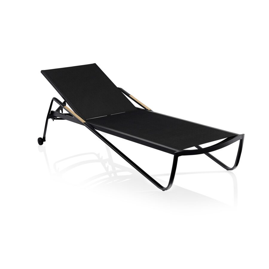 Kettler Diamond Stapelliege, Alu anthrazit, Twitchell® charcoal, Armlehnen Teak