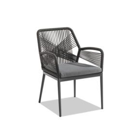 Niehoff "Venedig" Gartenstuhl, Aluminium anthrazit, Rope grau, Sitzkissen grau