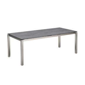 CASA DOMA "Carini" Gartentisch 210x100 cm, Gestell Edelstahl gebürstet, Tischplatte HPL Chromix anthrazit