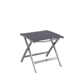CASA DOMA "Mineo" Fußhocker, Gestell Edelstahl gebürstet, Sitzfläche Textilgewebe Sunproof® Sling schwarz/silber