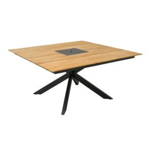 CASA DOMA "Siderno" Gartentisch 150x150 cm, Gestell Edelstahl anthrazit, Tischplatte Teak