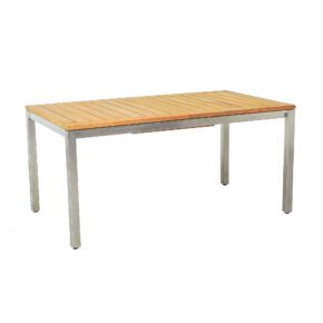 CASA DOMA "Ugento" Ausziehtisch 160/220 x 90 cm, Gestell Edelstahl, Tischplatte Teakholz