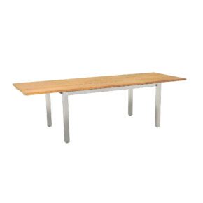 CASA DOMA "Varano" Ausziehtisch 160/260x90 cm, Gestell Edelstahl gebürstet, Tischplatte Teak