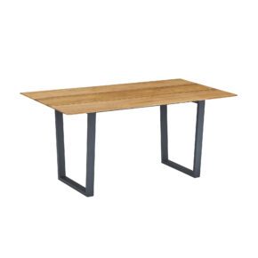 CASA DOMA Falerna Kufentisch 160x90 cm, Gestell Edelstahl anthrazit, Tischplatte Teakholz