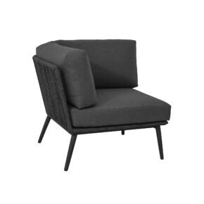 CASA DOMA "Ribera" Lounge-Eckteil, Rundrohr-Beine Edelstahl anthrazit, Sitz Rope anthrazit (vertikal breit), Kissen Tuvatextil® Panama grafito