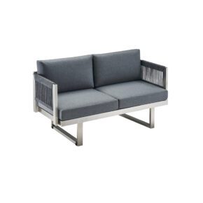 CASA DOMA "Aragona" 2-Sitzer Loungesofa, Rope, Gestell Edelstahl, Polster Tuvatextil® Panama grafito
