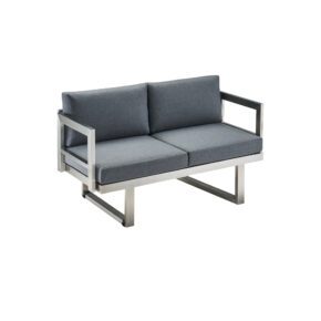 CASA DOMA "Aragona" 2-Sitzer Loungesofa, Gestell Edelstahl, Polster Tuvatextil® Panama grafito