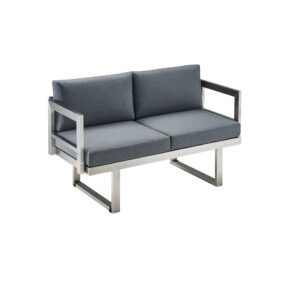 CASA DOMA "Aragona DINING" 2-Sitzer Loungesofa, Gestell Edelstahl, Polster Tuvatextil® Panama grafito