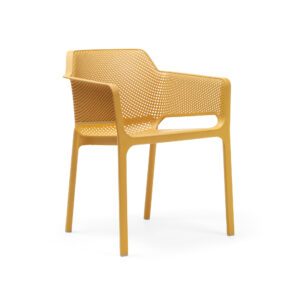NARDI "Net" Stapelstuhl, Gestell und Sitzfläche Kunststoff senf