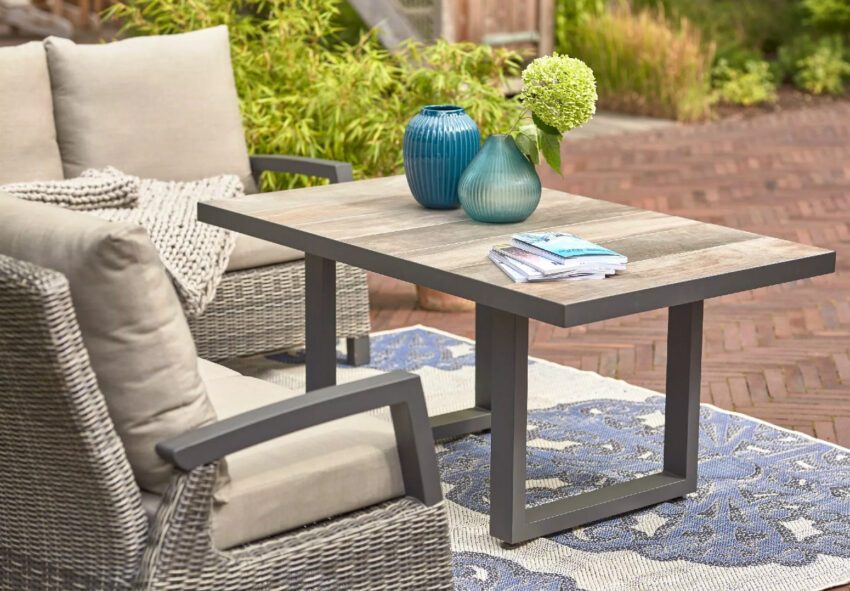 Siena Garden "Corido" Casual-Dining-Tisch, Gestell Aluminium anthrazit matt, Tischplatte Keramik washed grey