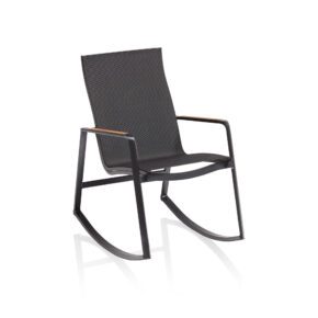 Kettler "Diamond" Schaukelstuhl, Gestell Aluminium anthrazit, Bespannung Textilen charcoal, Teak-Armlehnen