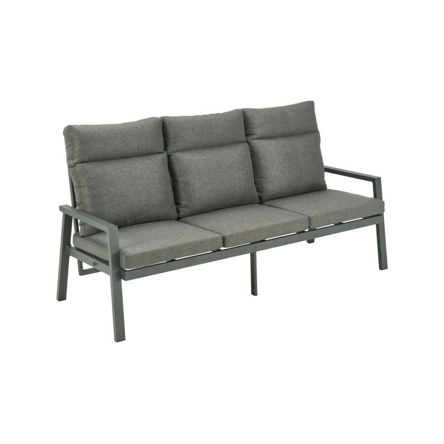 Liadomo "Scapoli" 3-Sitzer Loungesofa, Aluminium anthrazit, Kissenbezüge Olefin grau
