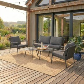 Liadomo "Tavenna" Loungeset, Gestell Aluminium anthrazit mit Rope, Kissenbezüge Olefin grau (Bild KI-generiert)